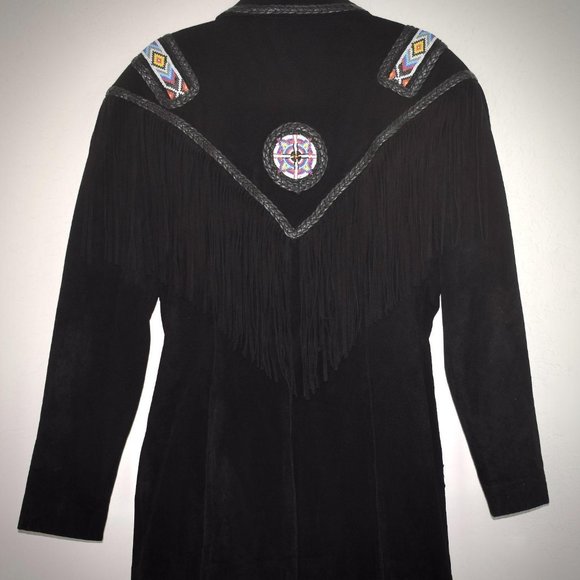 Phoenix Frontier Collection Vtg Black Suede Fringe - Picture 4 of 10